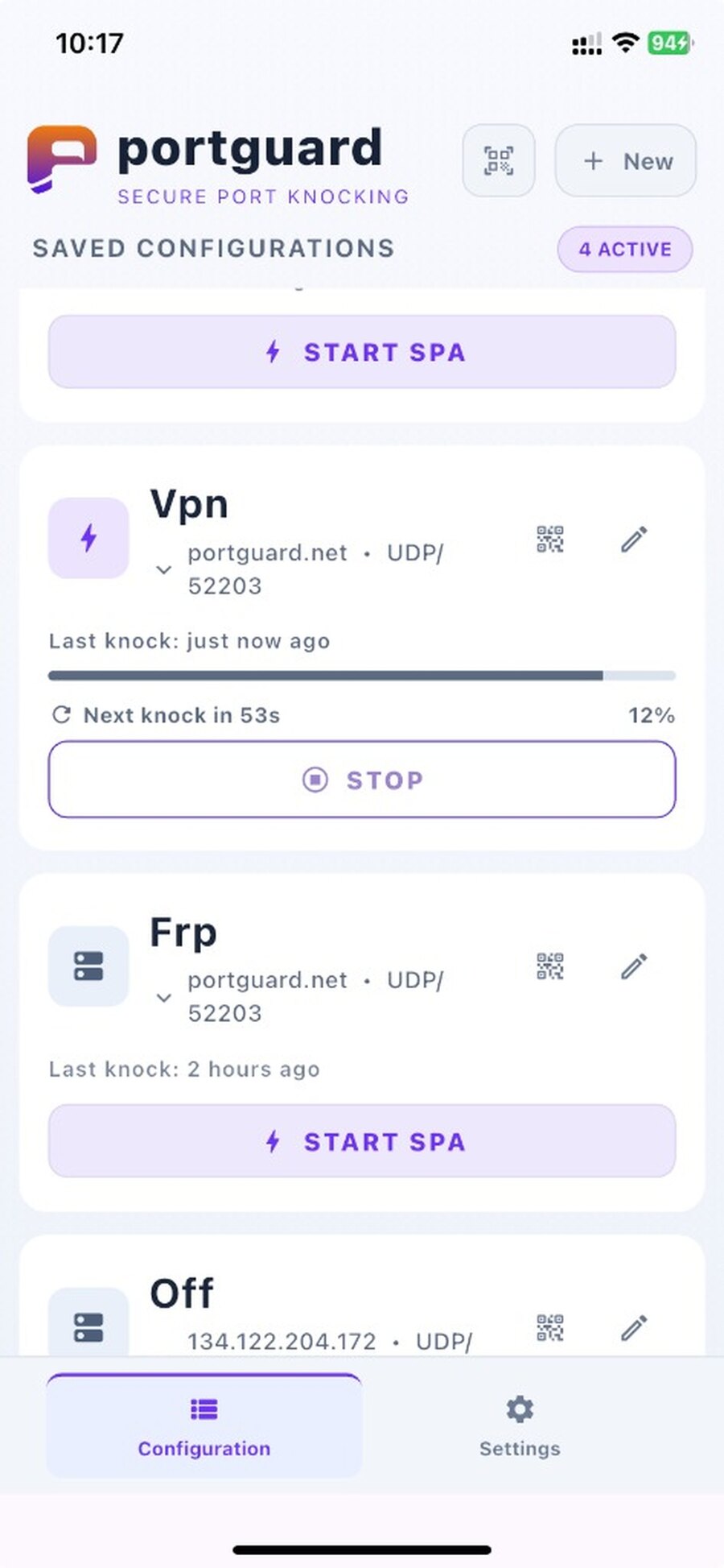 PortGuard Client auto knock countdown